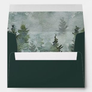 Enveloppe Pine Tree Forest Russe Aquarelle Mariage à thème