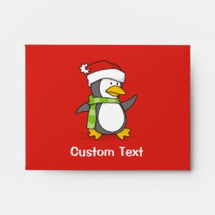 Enveloppe Pingouin de Noël marchant sur la neige