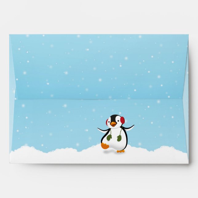 Enveloppe Pingouin d'hiver mignon (Dos (Haut rabat))