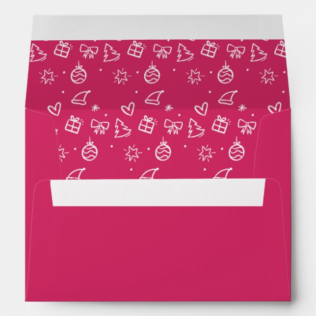 Enveloppe Pink and White Hand Drawn Christmas Envelope (Dos (Bas))