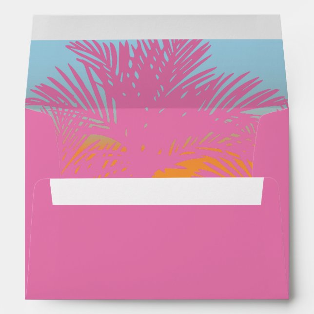 Enveloppe Pink Bach Party Palm Trees Retour Adresse Envelopp (Dos (Bas))