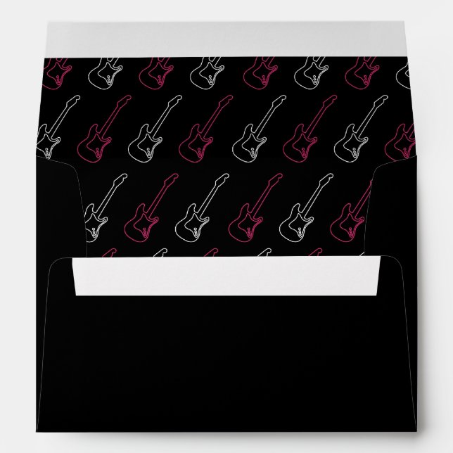 Enveloppe Pink & Black Rock 'n' Roll Music Mariage à thème (Dos (Bas))