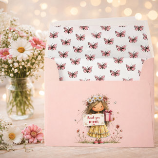Enveloppe Pink Butterfly “Thank You Mom” Envelope