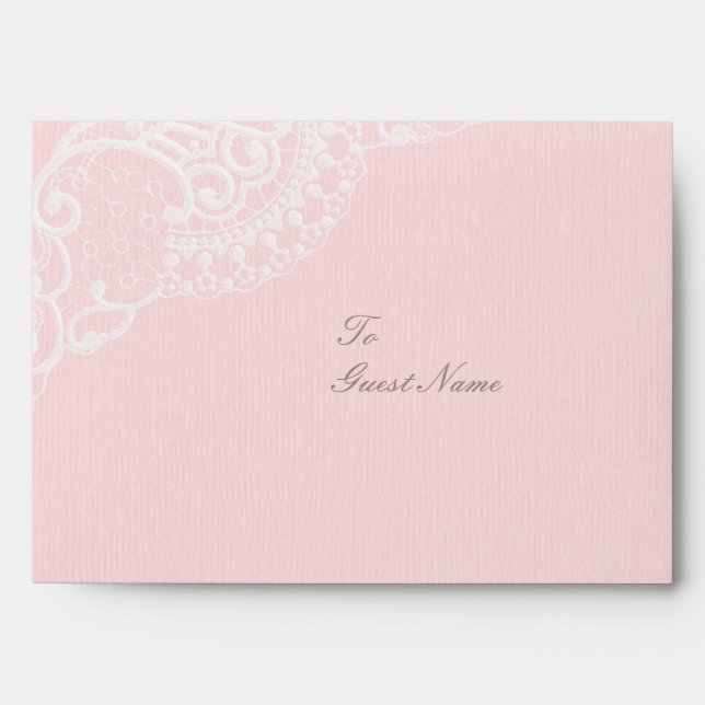 Enveloppe Pink Chic Vintage Élégant Mariage dentelle (Devant)