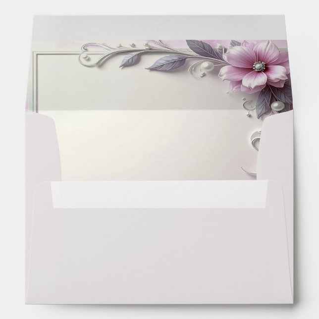 Enveloppe Pink Floral Frame Envelope (Dos (Bas))