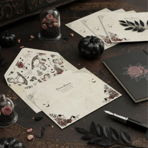 Enveloppe Pink Floral Gothique Vintage Rocse Horse Halloween
