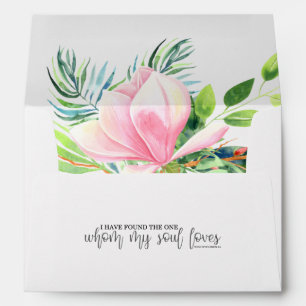 Enveloppe Pink Magnolia Floral Adresse de retour Inspiration