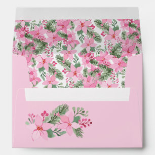 Enveloppe Pink New Baby Photo Carte de Noël Girl Poinsettia