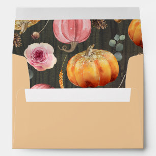 Enveloppe Pink Orange Rustique Pays Citrouilles Automne Moti