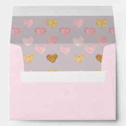 Enveloppe Pink Pastel Coeur Liner Personnalisé