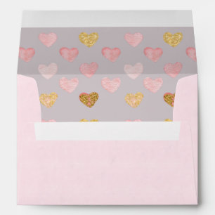 Enveloppe Pink Pastel Coeur Liner Personnalisé