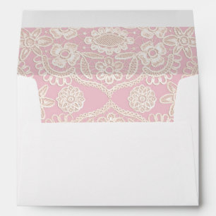 Enveloppe Pink Pastel Rustic Lace Retourner l'adresse Invita