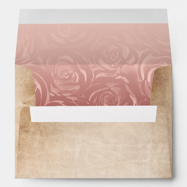 Enveloppe Pink Rose Gold Rustic Parchment Adresse de retour (Dos (Bas))