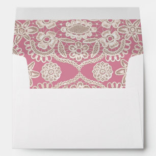 Enveloppe Pink Rustique dentelle retour Adresse Faire-part d