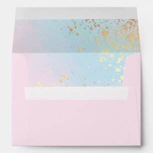 Enveloppe Pink Turquoise Watercolor Gold Nom d'adresse Maria