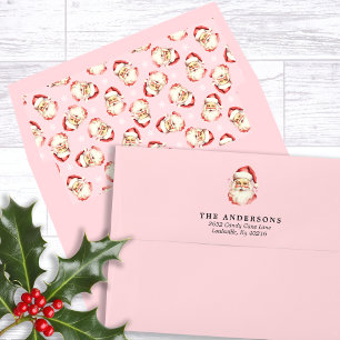 Enveloppe Pink Vintage Retro Santa Claus Adresse de retour