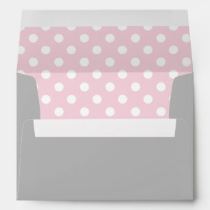 Enveloppe Pink & White Polka Dot Grey Adresse de retour