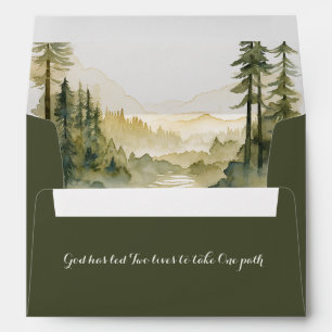 Enveloppe Pins de forêt Mariage chrétien Vert foncé