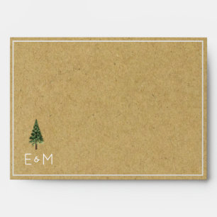 Enveloppe Pins de forêt Monogramme RSVP Kraft Look
