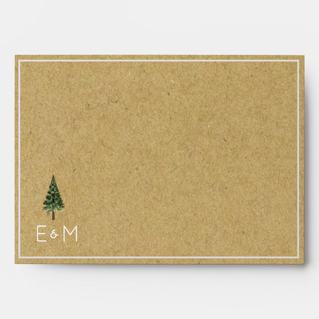 Enveloppe Pins de forêt Monogramme RSVP Kraft Look (Devant)