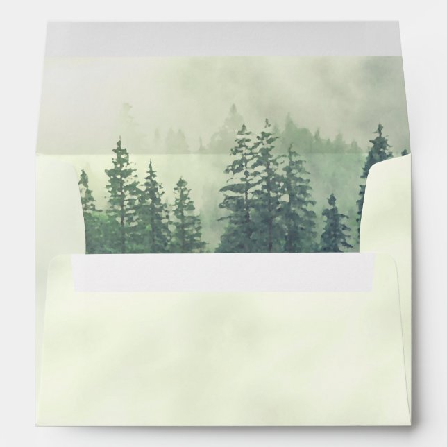 Enveloppe Pins verts Foggy Russe Mariage (Dos (Bas))