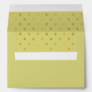 Enveloppe Pistachio Green Gold Foil À petits pois lié