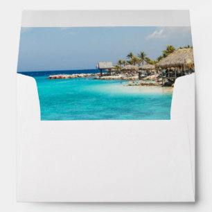 Enveloppe Pittoresque plage tropicale avec Mariage de paillo