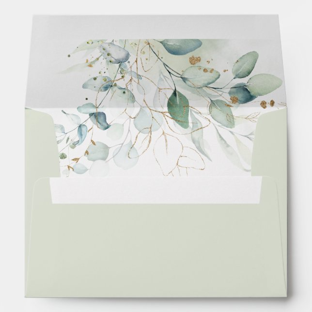 Enveloppe PixDezines Aquarelle Eucalyptus do-it-yourself arr (Dos (Bas))