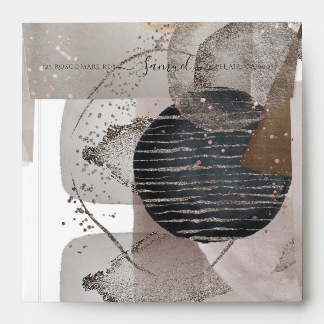 Enveloppe PixDezines Aquarelle Moderne Formes Abstraites Evé (Dos (Haut rabat))