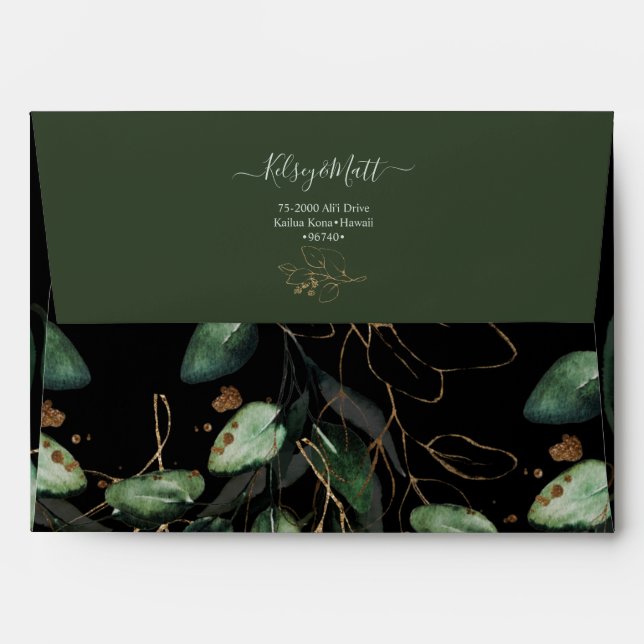 Enveloppe PixDezines Aquarelle Rustique Verdure Eucalyptus E (Dos (Haut rabat))
