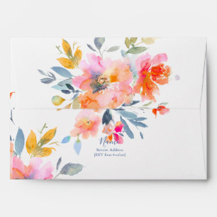 Enveloppe PixDezines Fleurs aquarelles, Roses de jardin
