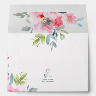 Enveloppe PixDezines Fleurs aquarelles, Roses de jardin