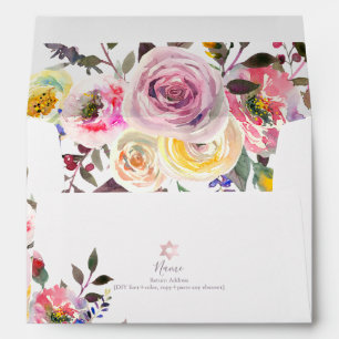 Enveloppe PixDezines Fleurs aquarelles, Roses pastel