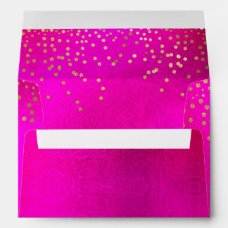 Enveloppe PixDezines Hot+Flashy Rose, Faux Gold Confetti