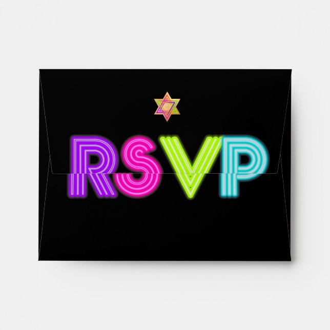 Enveloppe PixDezines Neon Lights, RSVP retour ajouter 4,375x (Dos (Haut rabat))