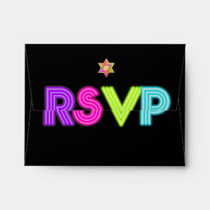 Enveloppe PixDezines Neon Lights, RSVP retour ajouter 4,375x