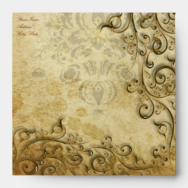 Enveloppe PixDezines Ornamental Black Gold (Devant)