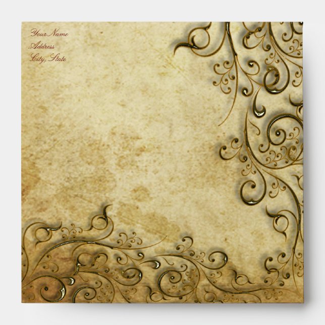 Enveloppe PixDezines Ornamental Black Gold (Devant)