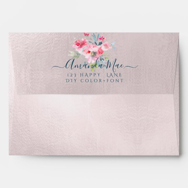 Enveloppe PixDezines Retour Flap Adresse de retour, Roses Om (Dos (Haut rabat))