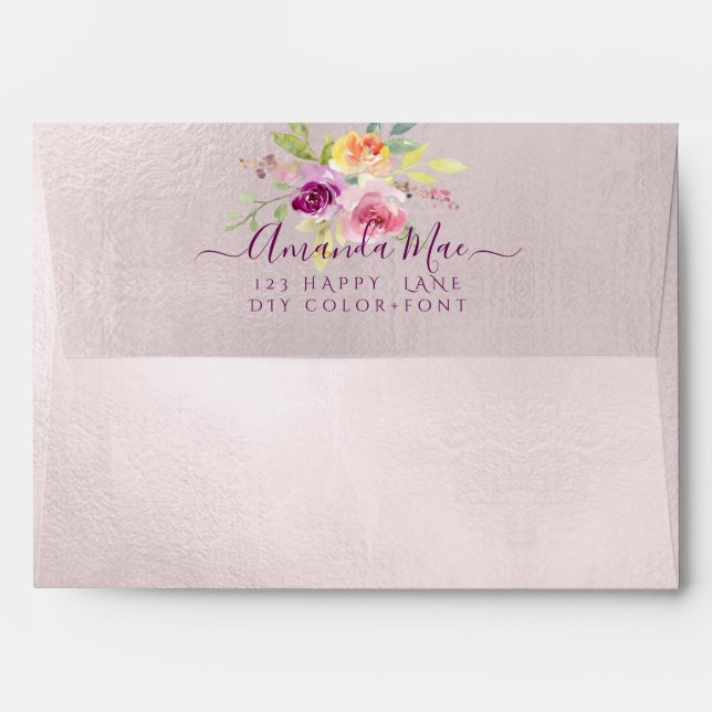 Enveloppe PixDezines Retourner l'adresse, Roses d'été (Dos (Haut rabat))
