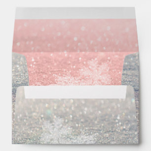 Enveloppe PixDezines Rose Gold Snowflakes + Bokeh,