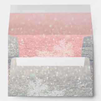 Enveloppe PixDezines Rose Gold Snowflakes + Bokeh,