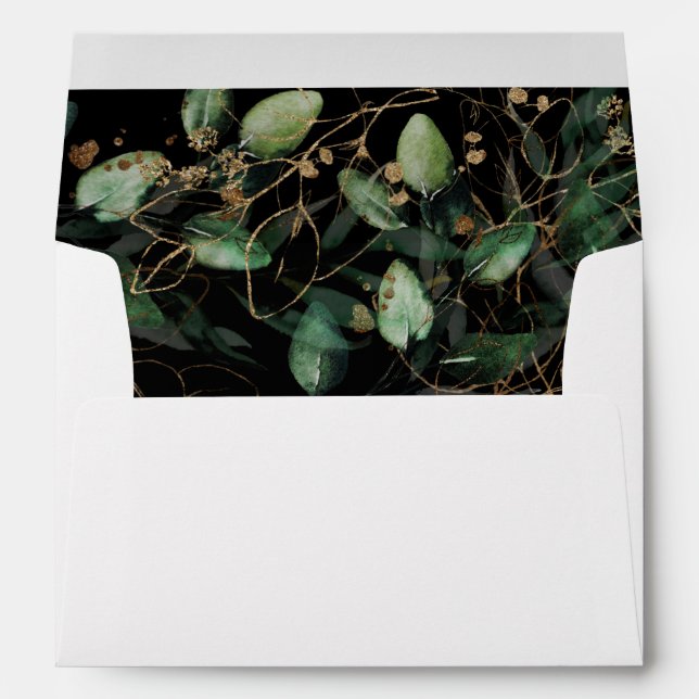 Enveloppe PixDezines Rustique Aquarelle Verdure Eucalyptus (Dos (Bas))