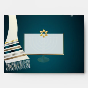 Enveloppe PixDezines Tallit Bar Mitzvah/Turquoise/Or