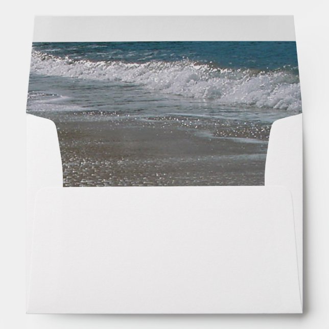 Enveloppe Plage balnéaire et sable 5x7 Faire-part de mariage (Dos (Bas))