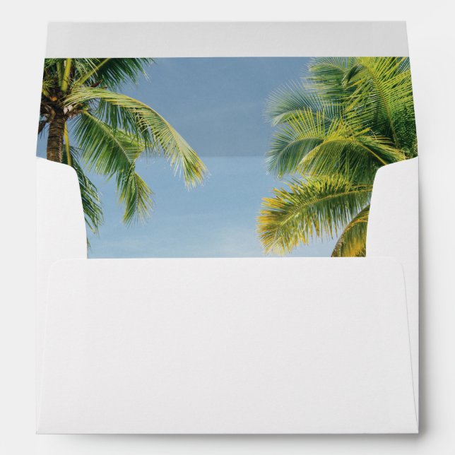 Enveloppe Plage de palmiers tropicaux 5x7 Faire-part de mari (Dos (Bas))