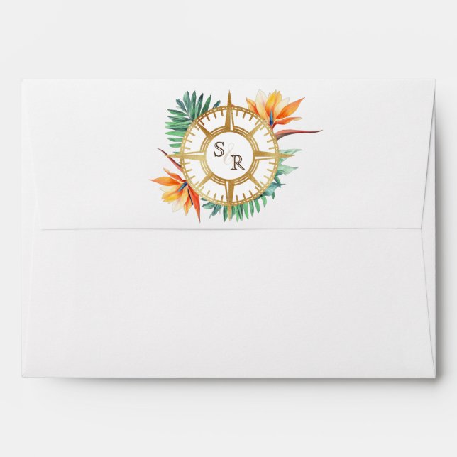 Enveloppe Plage Destination Mariage Passport Gold Carte du m (Dos (Haut rabat))
