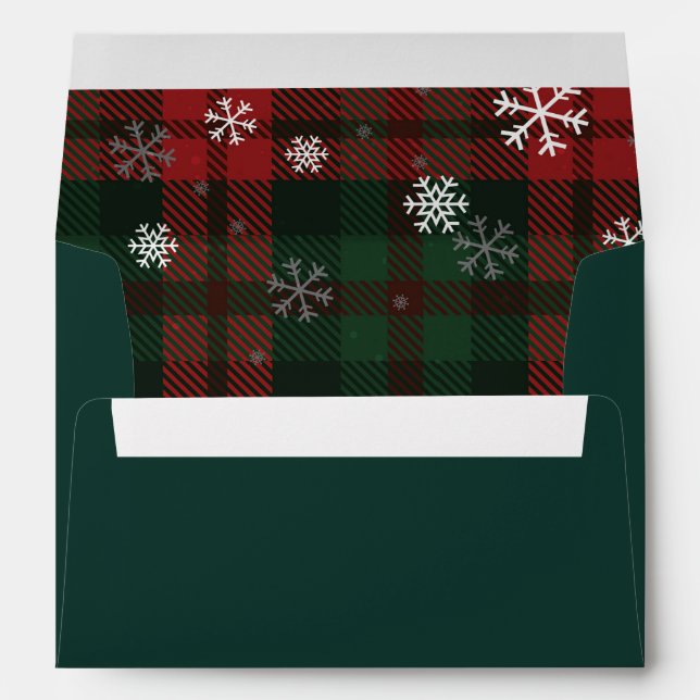 Enveloppe Plaid and Snowflakes Christmas Holiday Script (Dos (Bas))