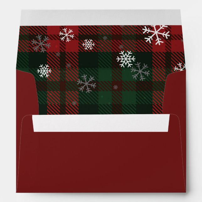 Enveloppe Plaid and Snowflakes Christmas Script Family (Dos (Bas))