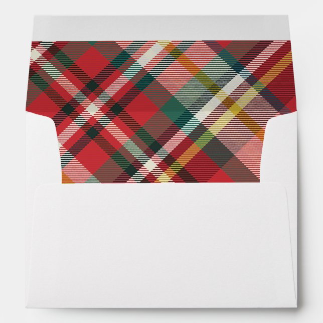 Enveloppe Plaid Red Check Elegant Joyeux Noël Ferme (Dos (Bas))